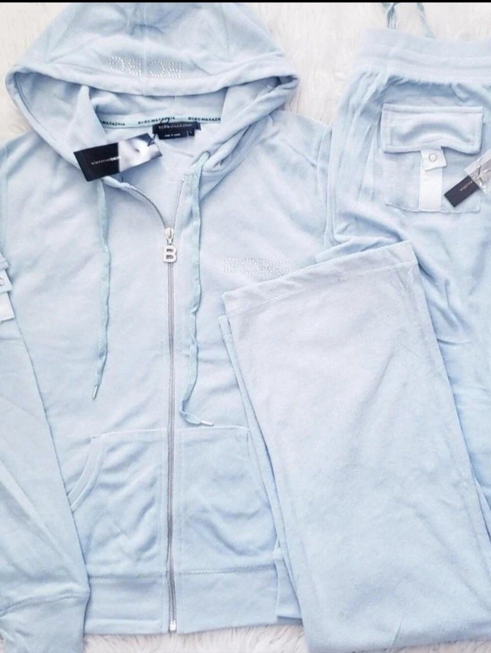 Y2K BCBG light blue terry cloth tracksuit size medium NWT